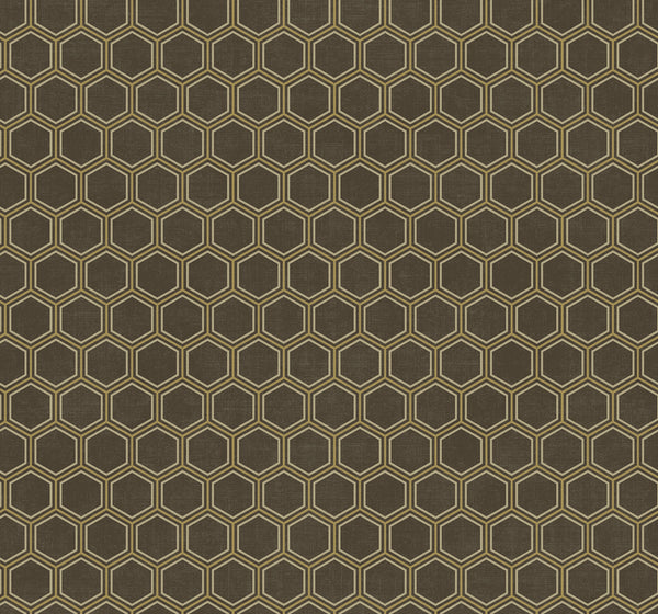 Curie Geo Transitional Geometric - Metallic Gold and Espresso | Architectural Wallcoverings