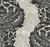 Malibu Newton Damask Wallpaper - Transitional Damask - Black and Greige | Malibu Wallpaper
