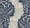 Malibu Newton Damask Wallpaper - Transitional Damask - Blue and Grey Damask | Malibu Wallpaper