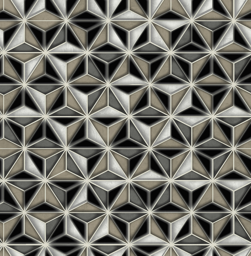Malibu Einstein Geometric Wallpaper - Transitional Geometric - Metallic Silver and Black | Malibu Wallpaper