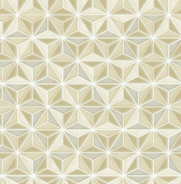 Einstein Geometric Transitional Geometric - Metallic Gold and Off-White | Architectural Wallcoverings