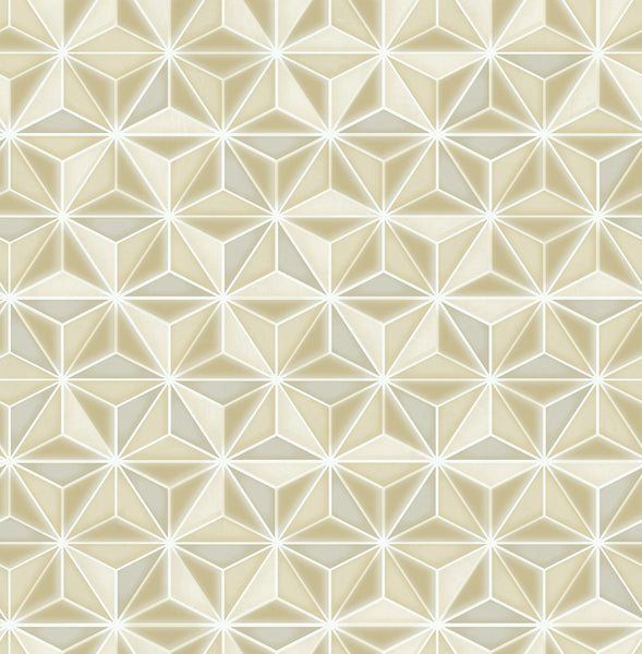 Malibu Einstein Geometric Wallpaper - Transitional Geometric - Metallic Gold and Off-White | Malibu Wallpaper