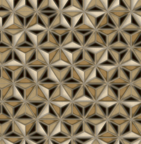 Einstein Geometric Transitional Geometric - Metallic Gold and Black | Architectural Wallcoverings