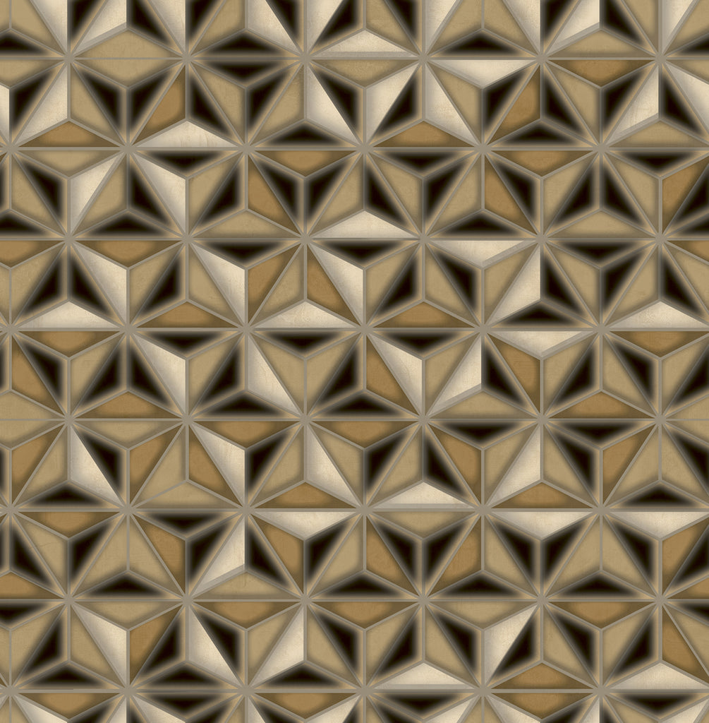 Malibu Einstein Geometric Wallpaper - Transitional Geometric - Metallic Gold and Black | Malibu Wallpaper