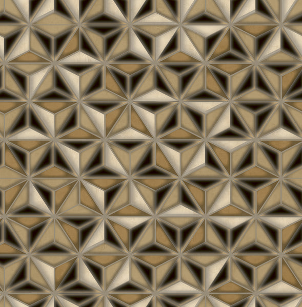 Malibu Einstein Geometric Wallpaper - Transitional Geometric - Metallic Gold and Black | Malibu Wallpaper