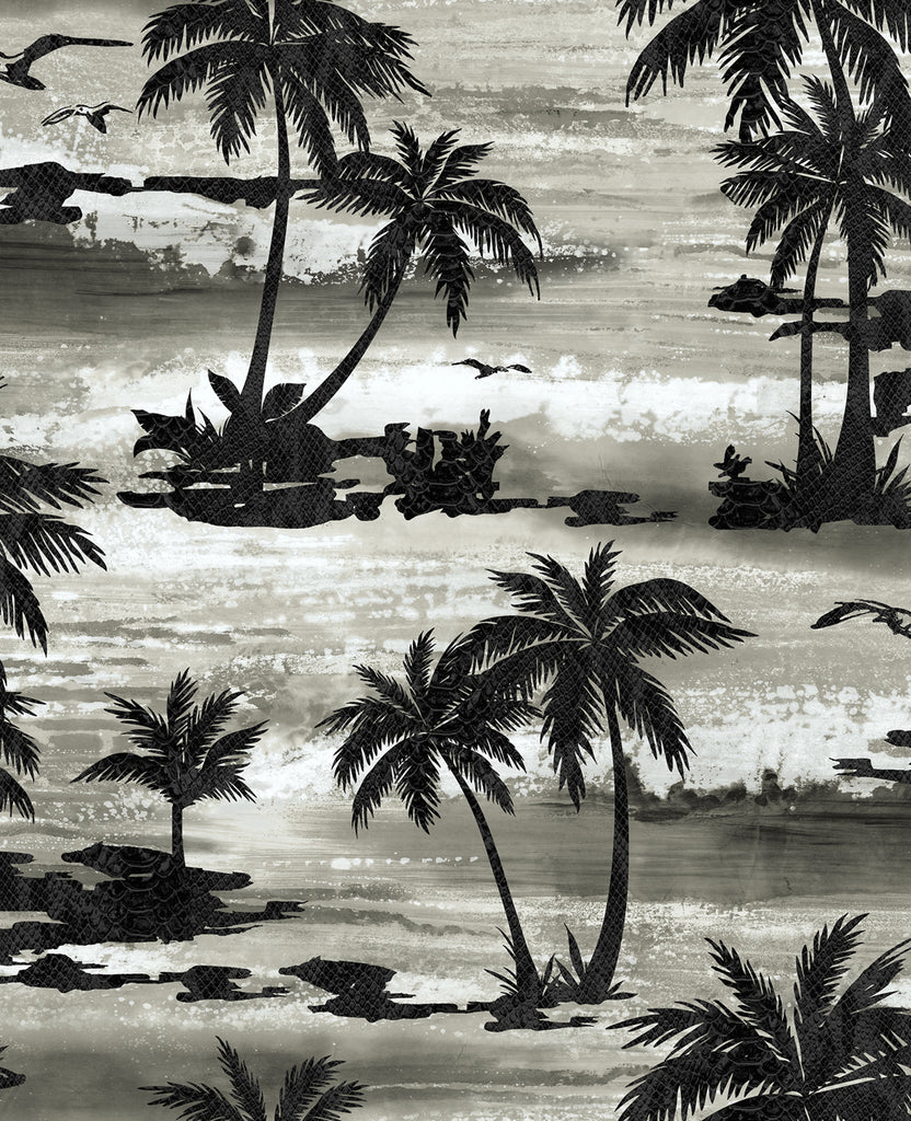Malibu Moseley Palm Trees Wallpaper - Transitional Palm - Black and Grey | Malibu Wallpaper