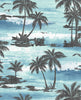 Malibu Moseley Palm Trees Wallpaper - Transitional Palm - Black and Blue | Malibu Wallpaper