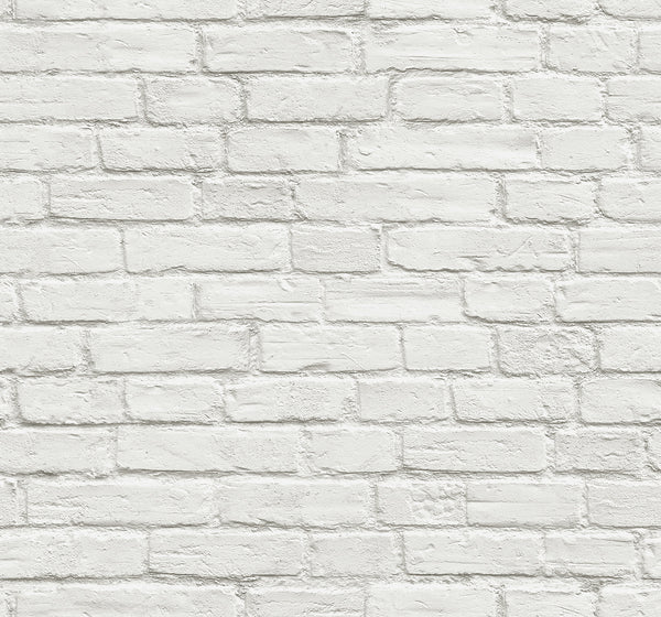 Malibu Ps Vintage White Brick Industrial Brick - Off-White | Peel and Stick Removable Wallcovering