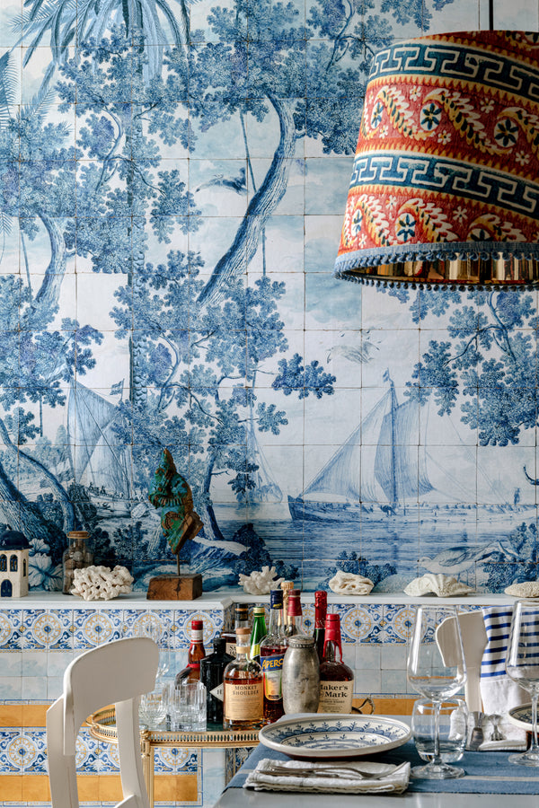 Azure Mural - Blue, White, Yellow Wallcovering | Mind the Gap