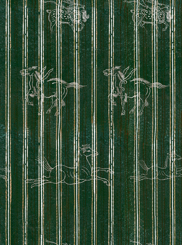 A Fable Evergreen - White, Brown, Evergreen Wallcovering | Mind the Gap