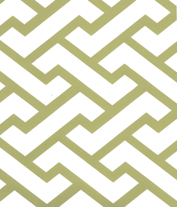 Aga Jungle Green on White Screen Printed - Off-White Wallcovering | China Seas