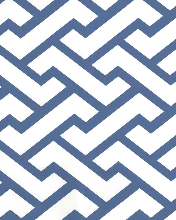Aga New Navy Almost White Screen Printed - Off-White Wallcovering | China Seas