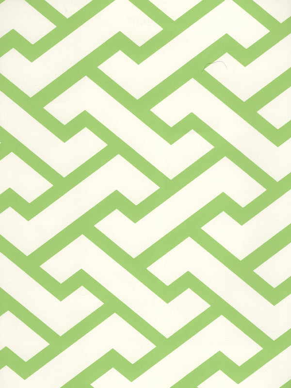 Aga Pistachio on Almost White Screen Printed - Off-White Wallcovering | China Seas