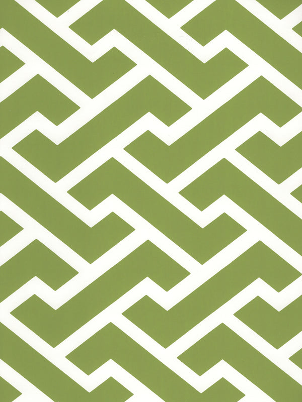 Aga Reverse Apple Green on White Screen Printed | China Seas