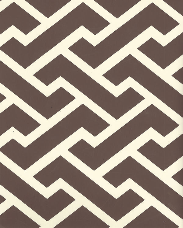 Aga Reverse Brown on Off White Screen Printed - Off-White Wallcovering | China Seas