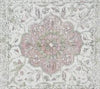 Multi Pale Pinks Green on Ecru Linen