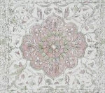 Multi Pale Pinks Green on Ecru Linen