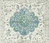 Soft Blues Green on Ecru Linen