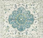 Soft Blues Green on Ecru Linen