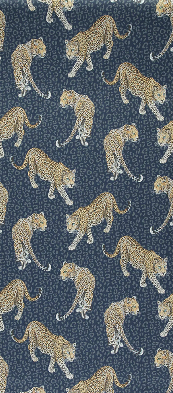 All Over Leopard - Blue Wallcovering | Graduate Collection