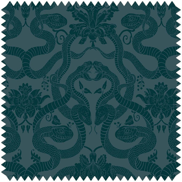 Anaconda Cut-Velvet Petrol, Sample Wallcoverings | House of Hackney