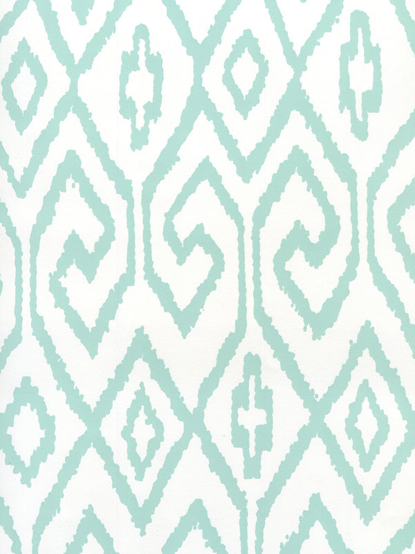 Aqua Iv Aqua on White Paper Screen Printed - White Wallcovering | China Seas