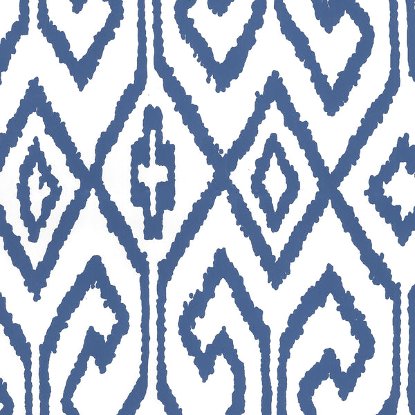 Aqua Iv Navy on White Screen Printed - White Wallcovering | China Seas