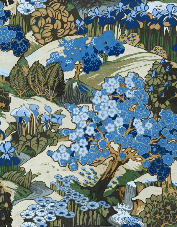 Yu Garden Sapphire, Sapphire Wallcoverings | Coordonné