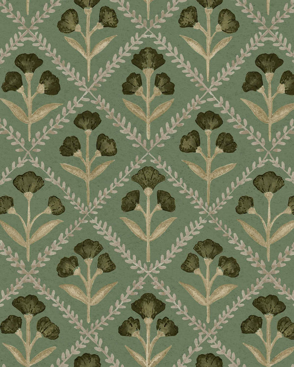 Poppy Emerald, Emerald Wallcoverings | Coordonné
