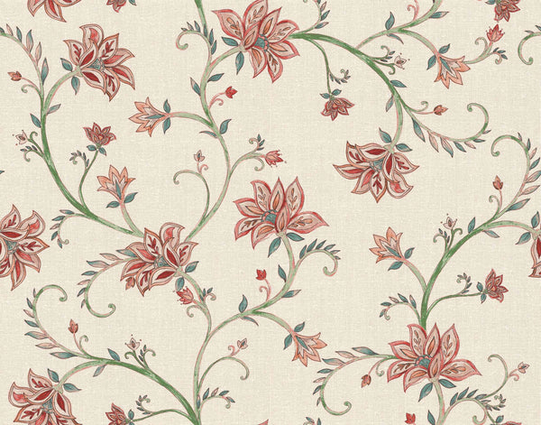 Lily Red, Red Wallcoverings | Coordonné