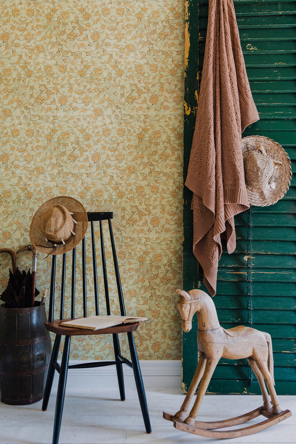 Backyard Flowering Seacrest - Taupe, Green, Beige Wallcovering | Mind the Gap