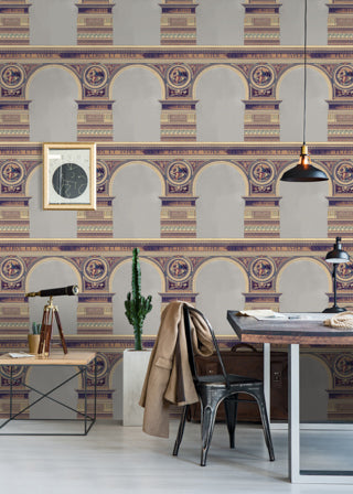Basilique Brass - Taupe, Blue, Grey, Brass Hues Wallcovering | Mind the Gap