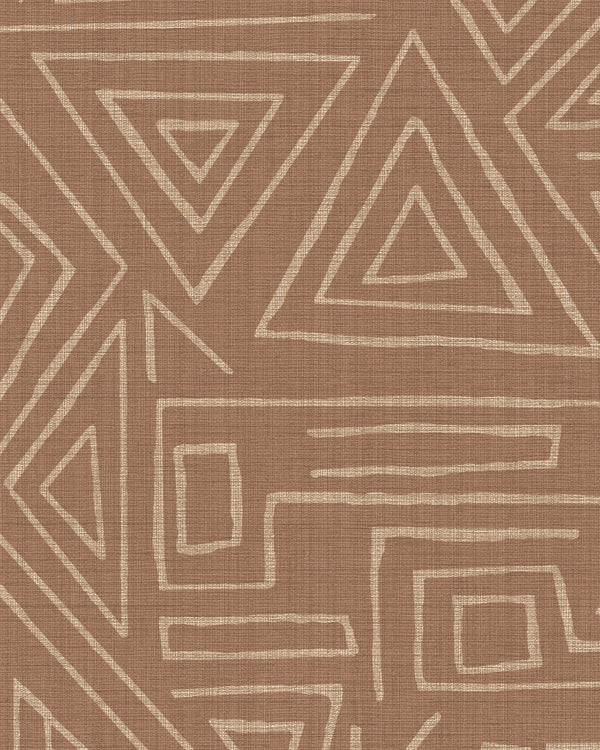 London Tahitian Tapa Terracotta Wallcovering | Phillipe Romano