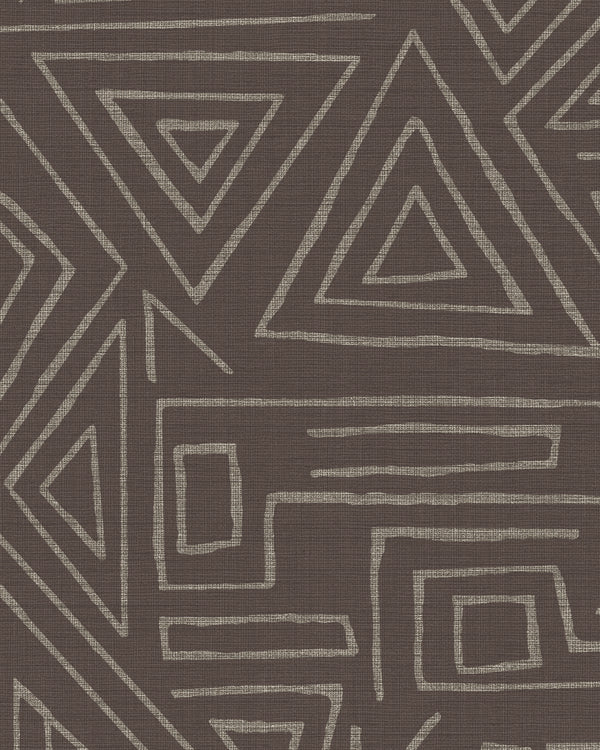 London Tahitian Tapa Coffee Wallcovering | Phillipe Romano