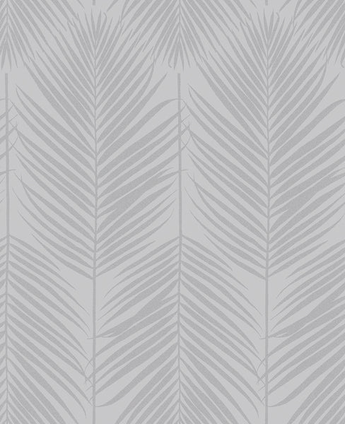 Malibu Persei Palm Wallpaper - Contemporary Botanical - Nickel | Malibu Wallpaper