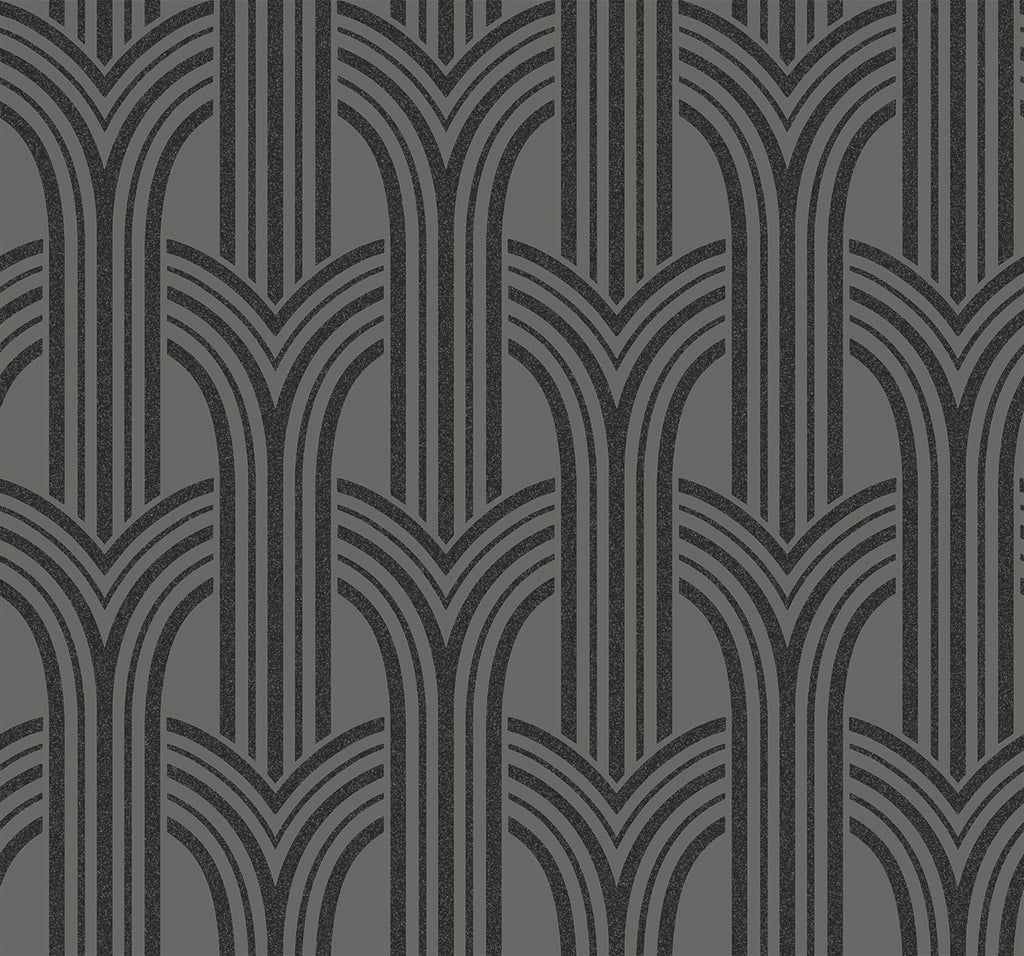 Malibu Déco Arches Wallpaper - Contemporary Geometric - Pewter & Galaxy | Malibu Wallpaper