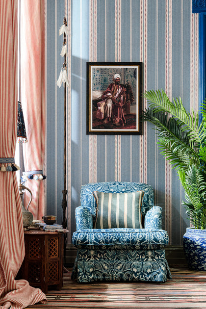 Berber Stripes - Blue Wallcovering | Mind the Gap
