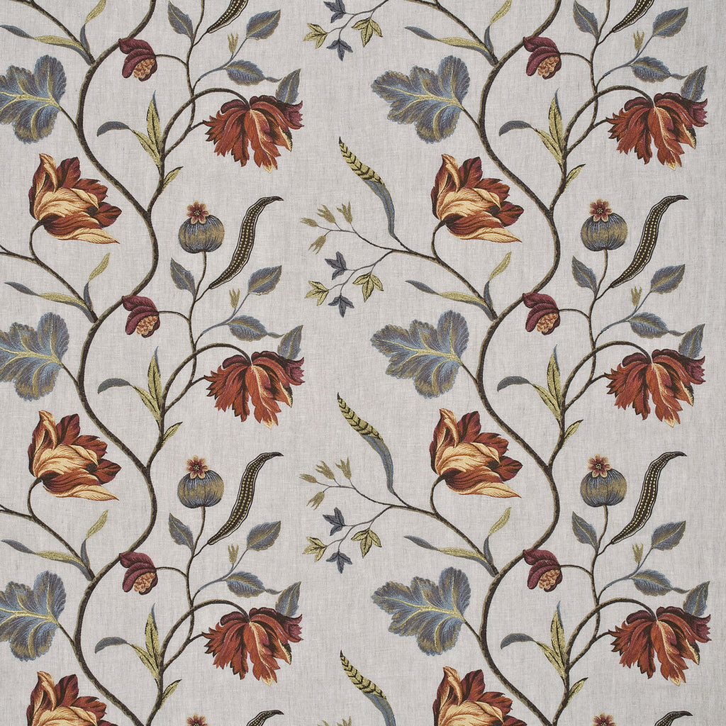 Samples and Purchasing available for Tulip Tree Linen - Pimento Red By G P & J Baker | Oleander Collection |Botanical & Floral  Drapery Embroidery at Designer Wallcoverings and Fabrics