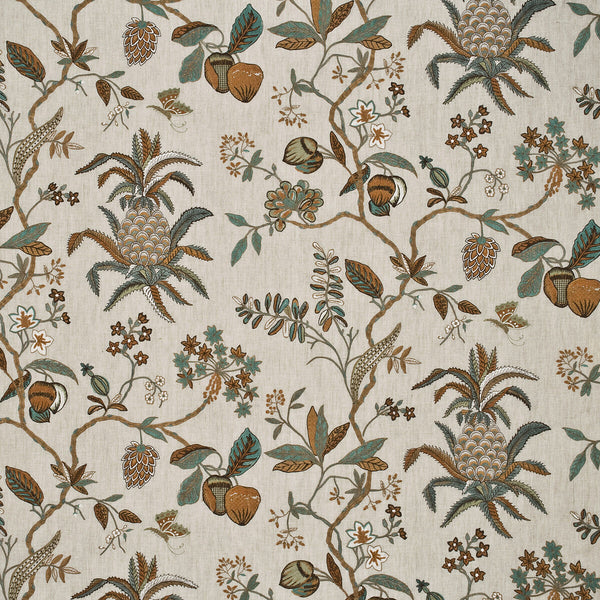 Exotic Pineapple Linen - Sage/Dove Light Green By G P & J Baker | Oleander Collection |Botanical & Floral  Drapery Embroidery