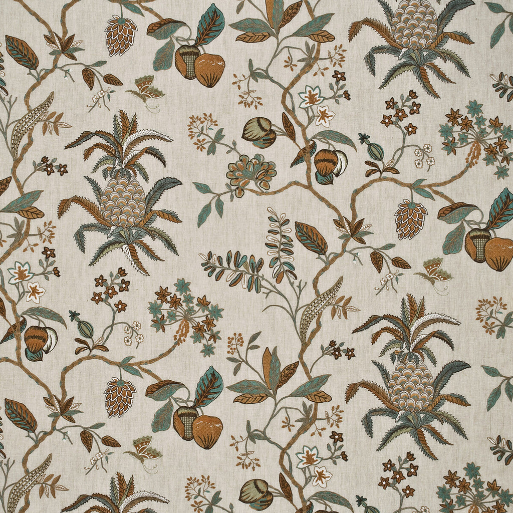 Samples and Purchasing available for Exotic Pineapple Linen - Sage/Dove Light Green By G P & J Baker | Oleander Collection |Botanical & Floral  Drapery Embroidery at Designer Wallcoverings and Fabrics