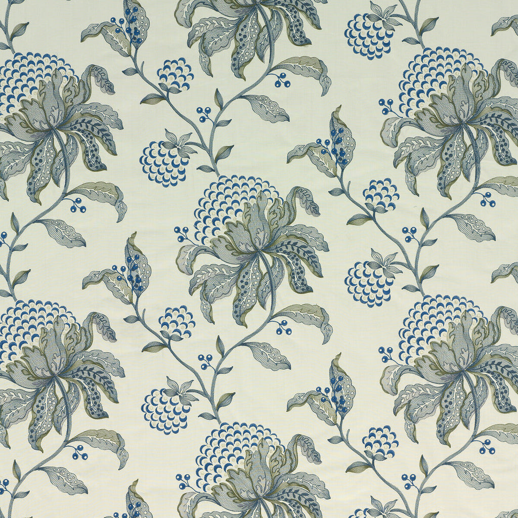 Samples and Purchasing available for Silwood - Indigo White By G P & J Baker | Larkhill |  Drapery Embroidery at Designer Wallcoverings and Fabrics