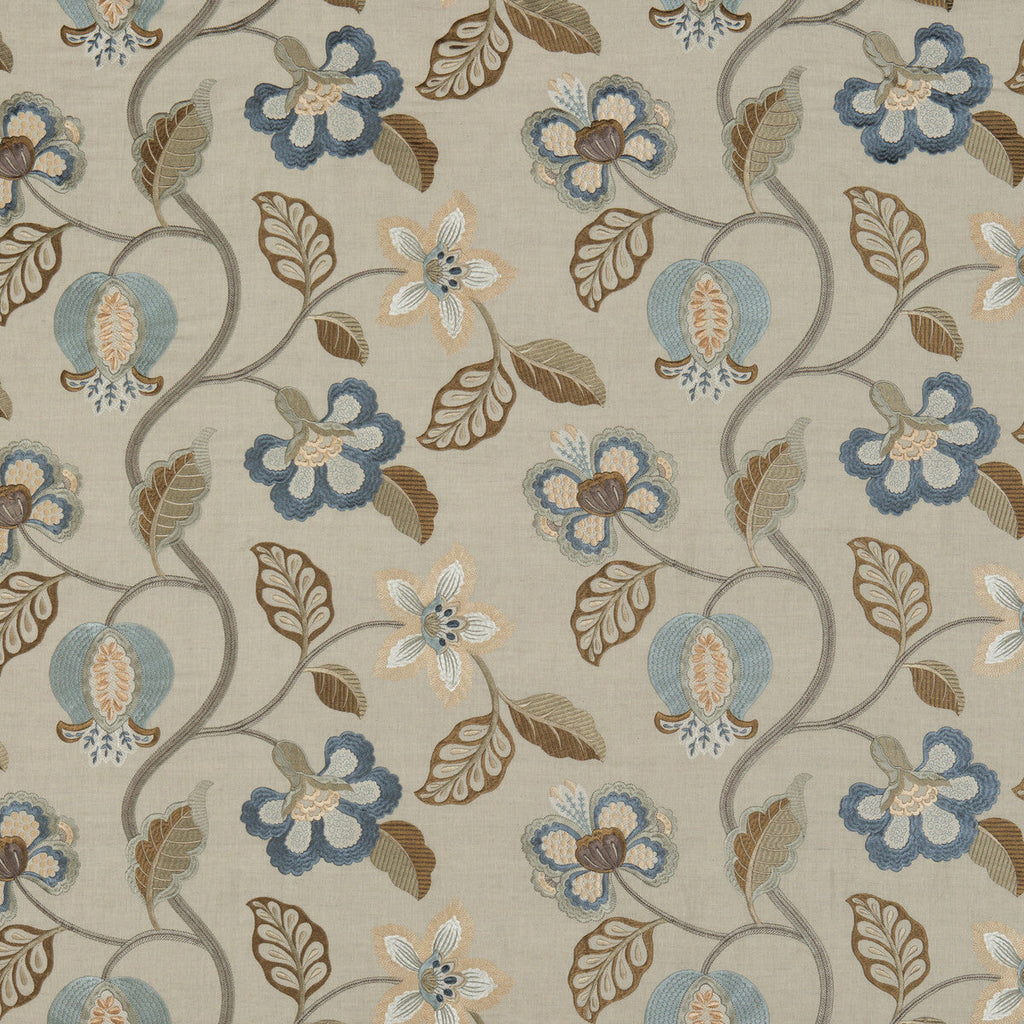 Samples and Purchasing available for Elvaston - Indigo Blue By G P & J Baker | Langdale |  Drapery Embroidery at Designer Wallcoverings and Fabrics