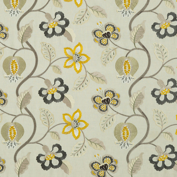 Elvaston - Graphite/Citron Grey By G P & J Baker | Langdale |  Drapery Embroidery