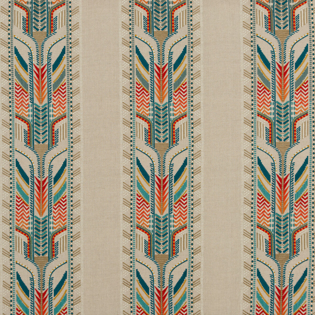 Samples and Purchasing available for Trebizond - Teal Beige By G P & J Baker | East To West |  Drapery Embroidery at Designer Wallcoverings and Fabrics