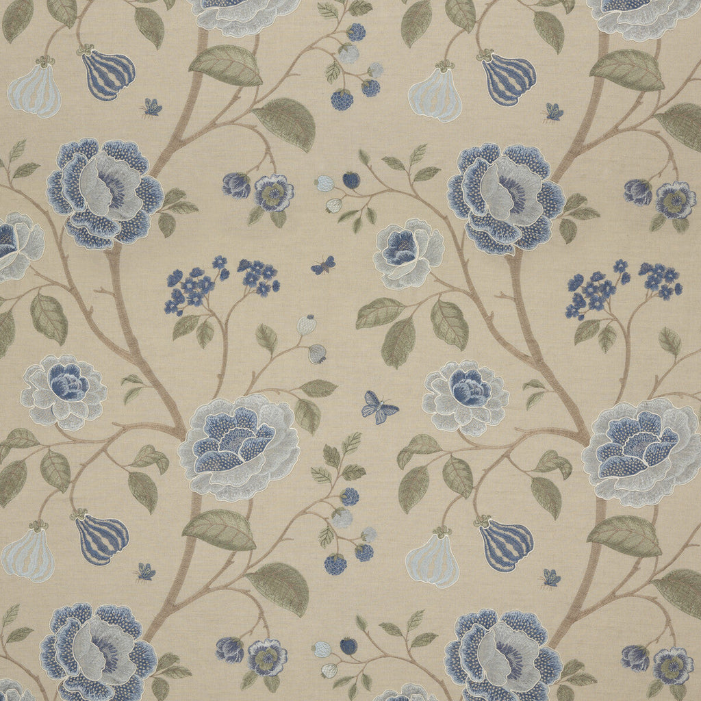 Samples and Purchasing available for Lillington - Soft Blue Blue By G P & J Baker | Keswick Embroideries |  Multipurpose Embroidery at Designer Wallcoverings and Fabrics