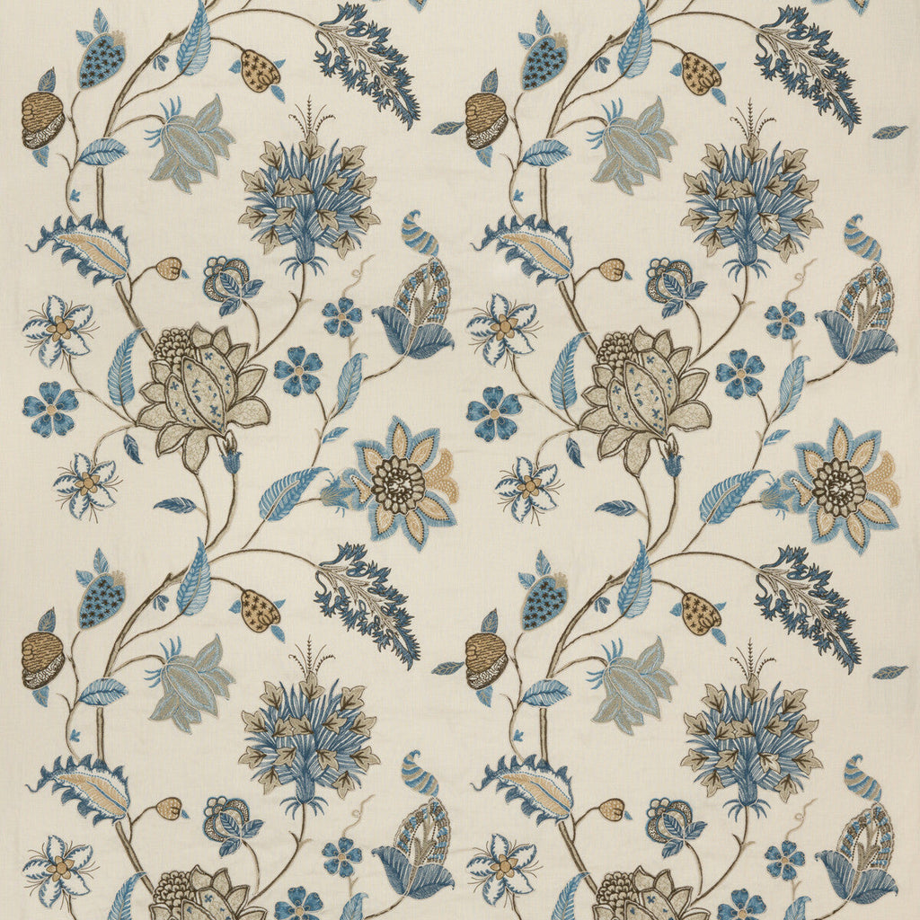 Samples and Purchasing available for Baker'S Indienne Embroidery - Soft Blue Blue By G P & J Baker | Keswick Embroideries |  Drapery Embroidery at Designer Wallcoverings and Fabrics