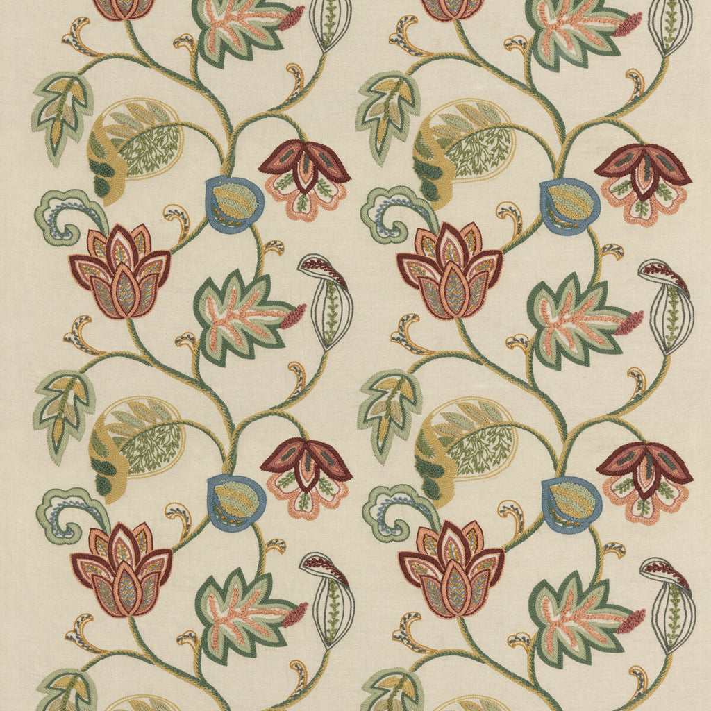Samples and Purchasing available for Barbonne - Spice Red By G P & J Baker | Artisan Ii |Botanical & Floral Jacobeans Drapery Embroidery at Designer Wallcoverings and Fabrics