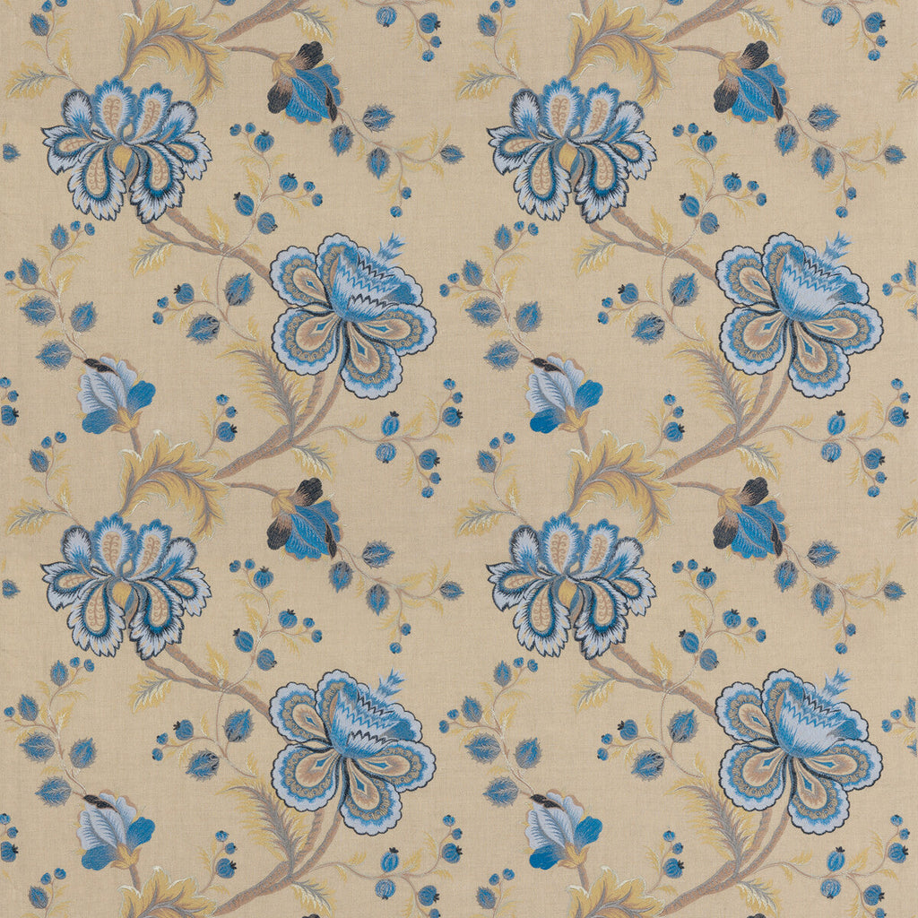 Samples and Purchasing available for Elvington - Indigo Blue By G P & J Baker | Artisan Ii |Botanical & Floral Jacobeans Multipurpose Embroidery at Designer Wallcoverings and Fabrics
