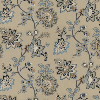 Samples and Purchasing available for Burford Embroidery - Blue Blue By G P & J Baker | Portobello |  Multipurpose Embroidery at Designer Wallcoverings and Fabrics