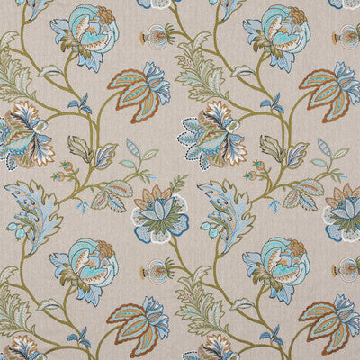Samples and Purchasing available for Agra - Teal Teal By G P & J Baker | Caspian |  Multipurpose Embroidery at Designer Wallcoverings and Fabrics